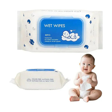 SKY-TOUCH Baby Wipes, 99% Pure Water Wet Wipes, Hypoallergenic & Unscented, Alcohol & Paraben Free for Sensitive Skin, Travel Pack - 80 Wipes per Pack (1 Pack Total)