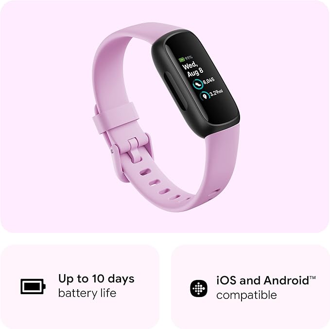 Fitbit Inspire 3 Activity Tracker with 6-months Premium Membership Included, up to 10 days battery life and Daily Readiness Score - Black/Midnight Zen, One Size
