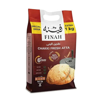 Finah Chakki Fresh Atta 5Kg + 1Kg Extra