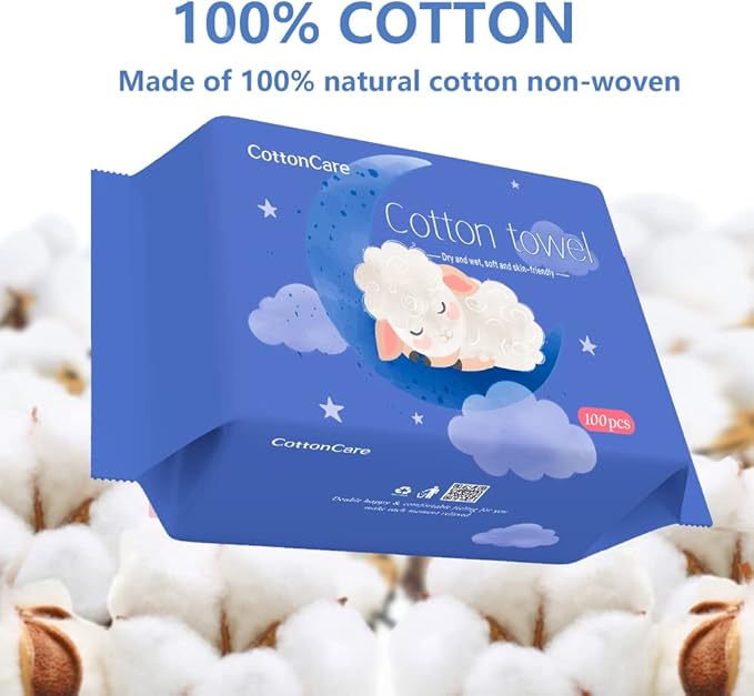 Dry Baby Wipes, Made of 100% cotton, Chemical-free Unscented, Ultra Absorbent Cotton, 600 count (pack of 6)