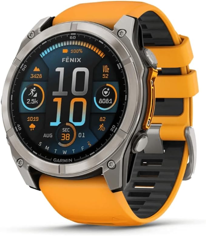 GARMIN FENIX 8 - 51 MM, AMOLED, SAPPHIRE TITANIUM WITH SPARK ORANGE/GRAPHITE SILICONE BAND
