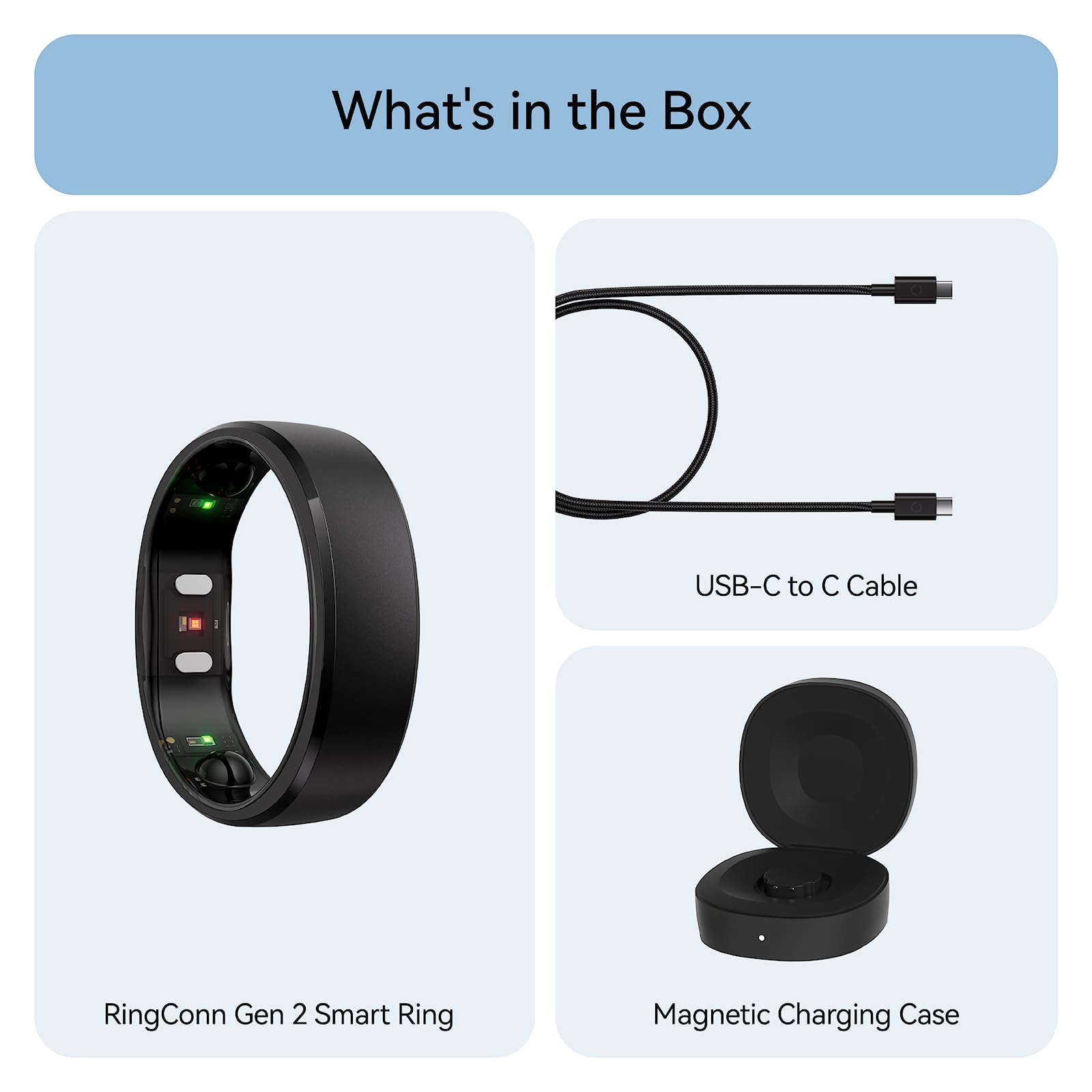 RingConn Gen 2, World’s First Smart Ring with Sleep Apnea Monitoring, No APP Subscription, 12-Day Battery Life, Stress/Heart Rate/Women's Health Tracker, Android & iOS Compatible (Black, Size 6)