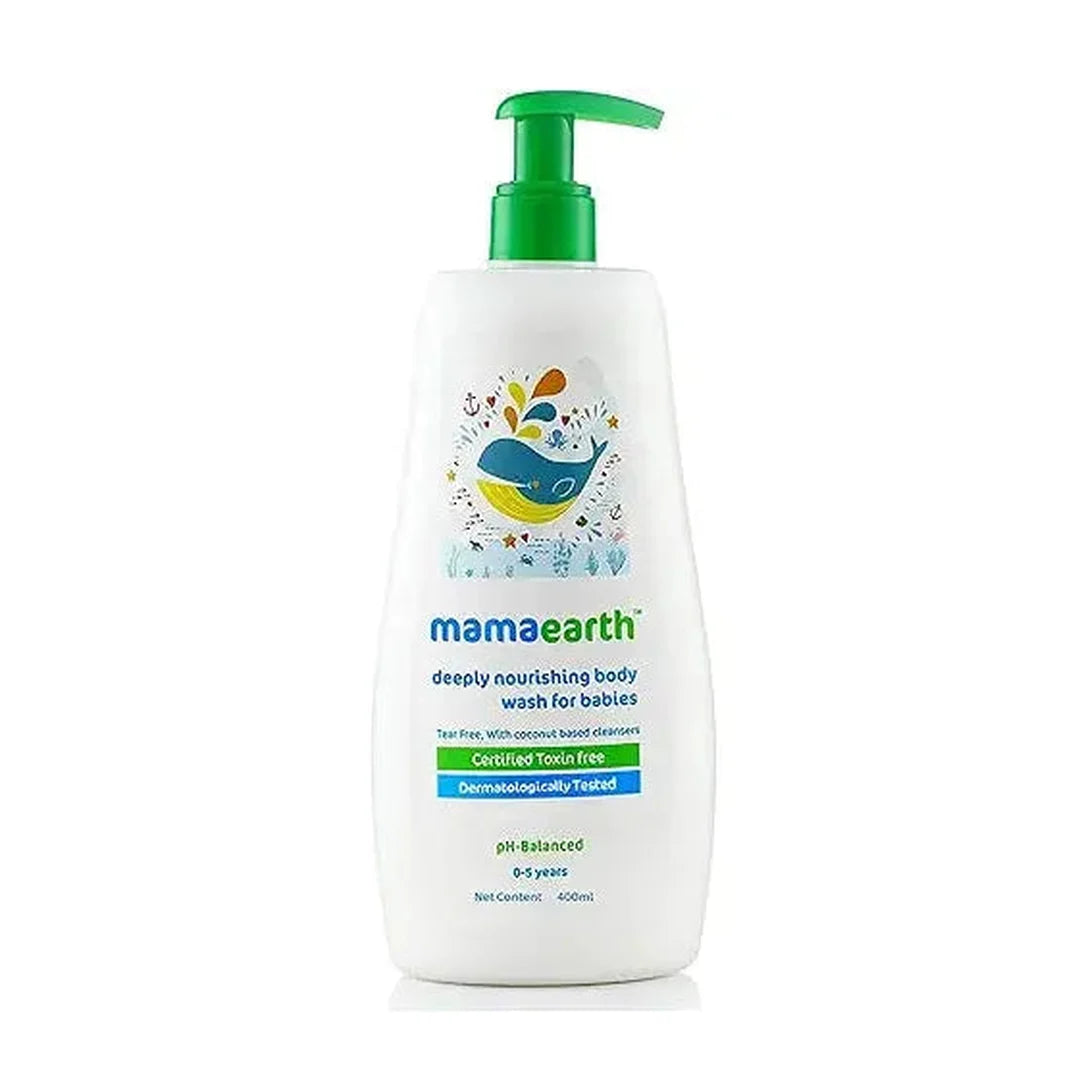 Mamaearth Deeply Nourishing Baby Body Wash with Coconut Oil, Orange Essential Oil & Aloe Vera | Tear-Free Cleanser, Gentle Daily Bath Wash for Newborns & Infants | Soft & Nourished Skin, 400ml