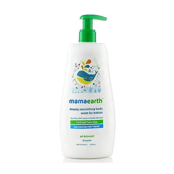Mamaearth Deeply Nourishing Baby Body Wash with Coconut Oil, Orange Essential Oil & Aloe Vera | Tear-Free Cleanser, Gentle Daily Bath Wash for Newborns & Infants | Soft & Nourished Skin, 400ml