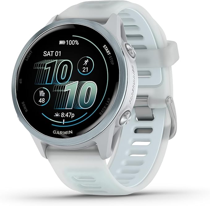 Garmin Forerunner 570, 42mm, Advanced GPS Running and Triathlon Smartwatch, AMOLED Display, Training and Recovery Features, Slate Gray Aluminum with Translucent Black/Black Band