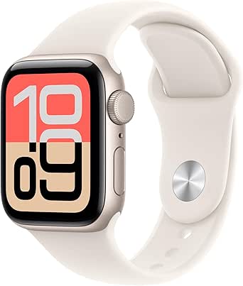 Apple Watch SE 3 GPS 40mm Smartwatch with Starlight Aluminium Case with Starlight Sport Band M/L. Fitness and Sleep Trackers, Heart Rate Monitor, Always-On Display, Water Resistant