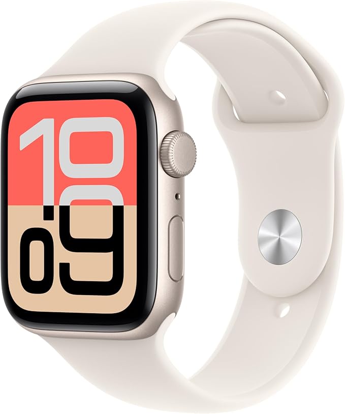 Apple Watch SE 3 GPS 44mm Smartwatch with Midnight Aluminium Case with Midnight Sport Band S/M. Fitness and Sleep Trackers, Heart Rate Monitor, Always-On Display, Water Resistant