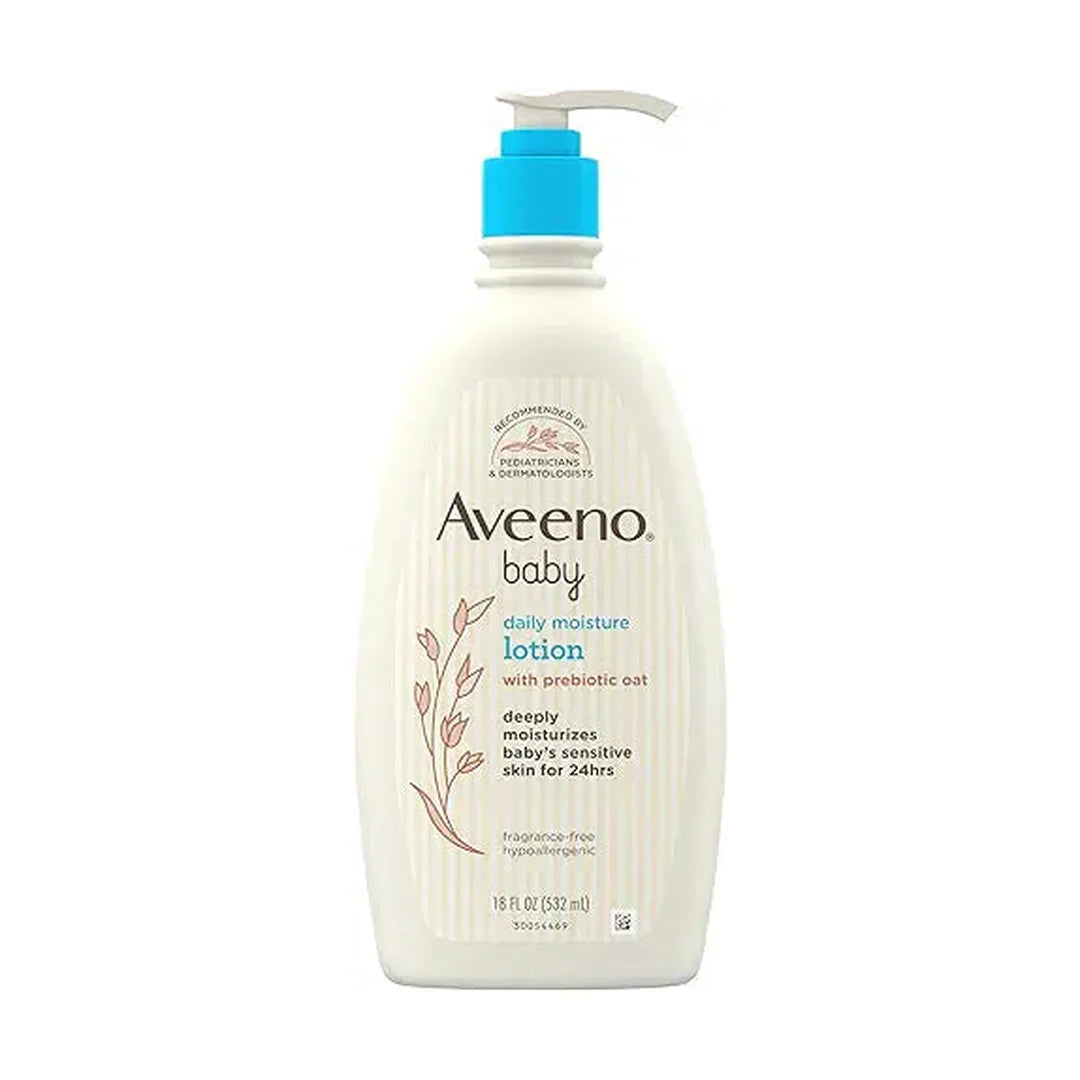 Aveeno Baby Daily Moisture Moisturizing Lotion for Delicate Skin with Natural Colloidal Oatmeal & Dimethicone, Hypoallergenic, Fragrance-, Phthalate- & Paraben-Free, 18 fl. oz (Package may vary)