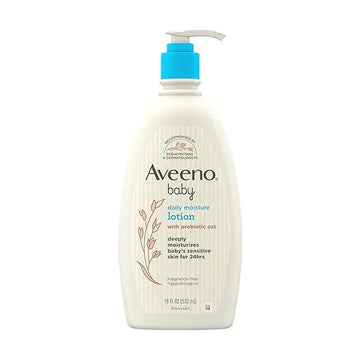Aveeno Baby Daily Moisture Moisturizing Lotion for Delicate Skin with Natural Colloidal Oatmeal & Dimethicone, Hypoallergenic, Fragrance-, Phthalate- & Paraben-Free, 18 fl. oz (Package may vary)