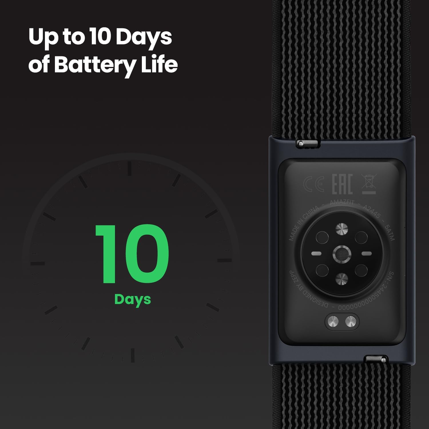 Amazfit Helio Strap Smart Band Fitness Tracker, 24/7 Activity and Sleep Tracker with Heart Rate, 10 Days Battery Life, 27 Sports Modes, Strength Training, HYROX, No Subscription Required for Android