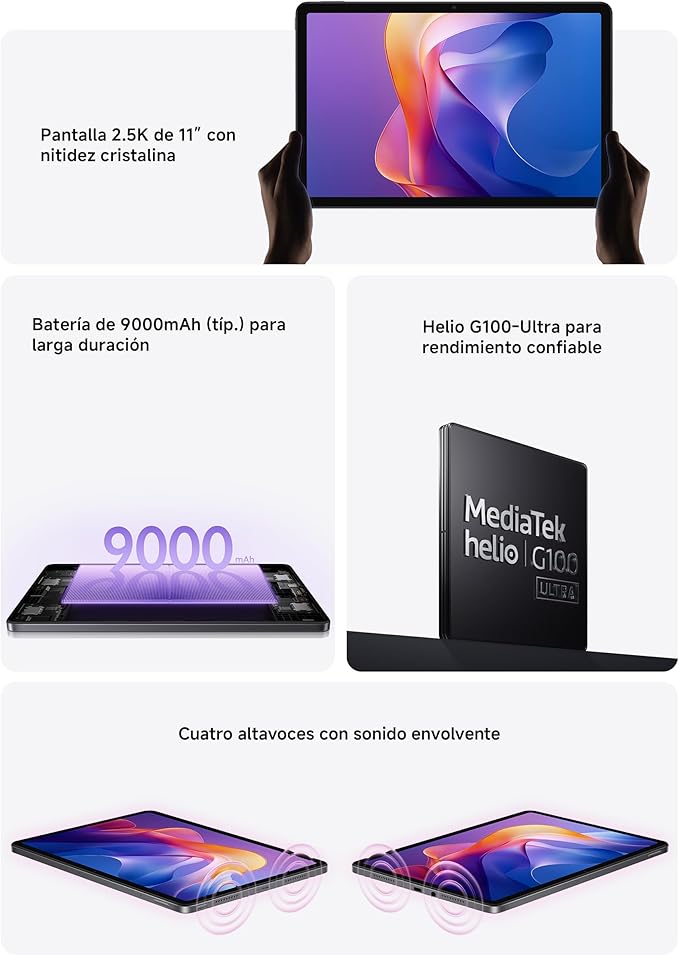 Xiaomi Redmi Pad 2 Only WiFi (No Calls or Text) 11" 2.5K Octa Core 4 Speakers Global ROM 9000mAh Bluetooth 5.3 8MP Model 25040RP0AL (Graphite Gray, 128GB + 4GB)