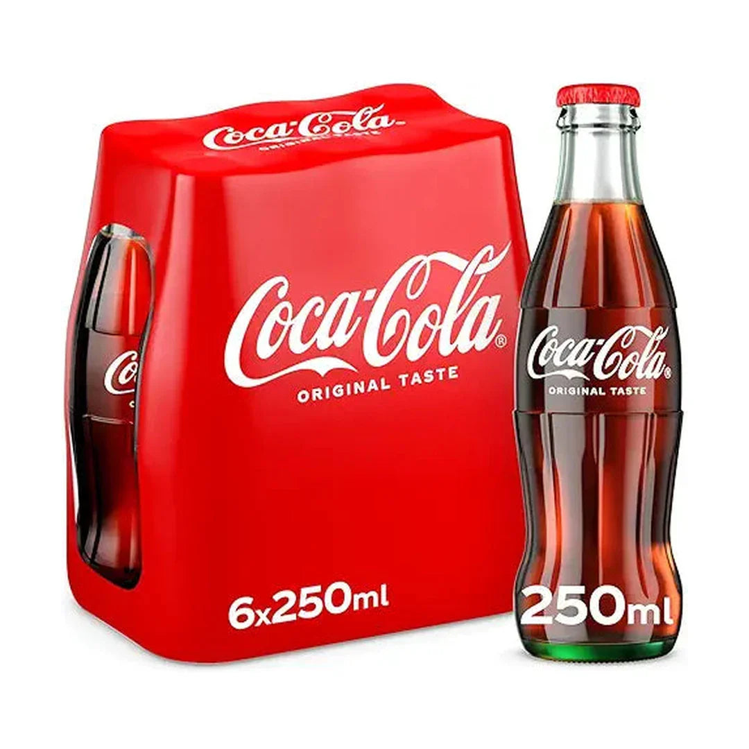 Coca-Cola Original Taste, Pack of 6 x 250 ml, Refreshing Carbonated Drinks, Serve Cola Iced Drink for Maximum Freshness