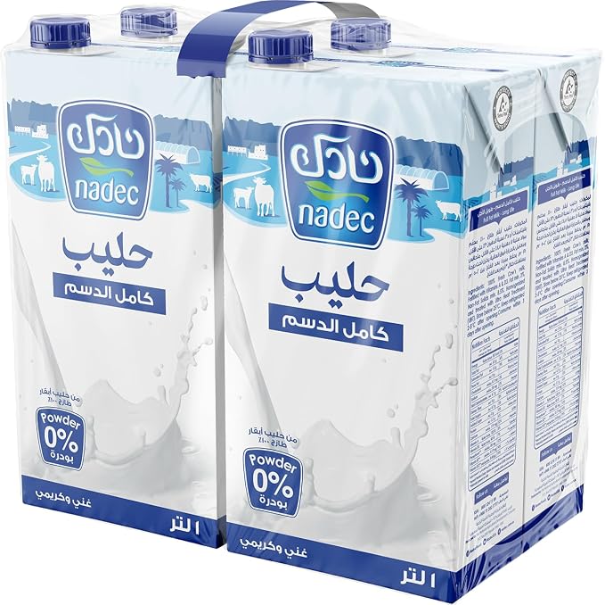 حليب نادك كامل الدسم طويل الأجل، 12 × 1 لتر