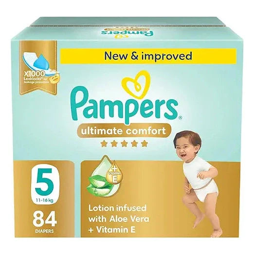 Pampers Ultimate Comfort, Size 5, 11-16 kg, Giant Saving Box, 84 Diapers