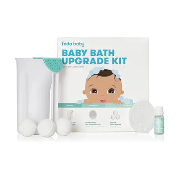 Frida Baby Baby Bath Upgrade Kit | Infant and Toddler Bath Essentials, Rinser Cup, Baby Bath Silicone Brush, Bath Bombs, Essential Oil Vapor Drops