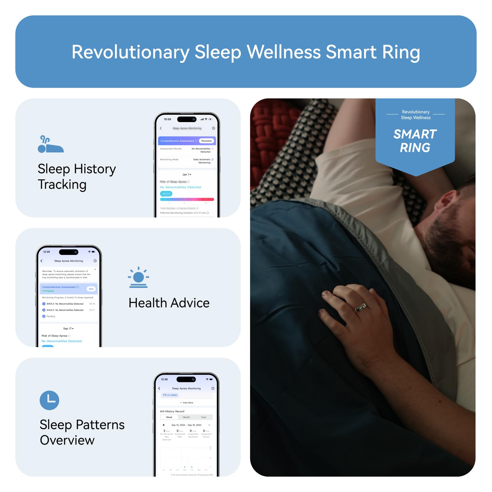 RingConn Gen 2, World’s First Smart Ring with Sleep Apnea Monitoring, No APP Subscription, 12-Day Battery Life, Stress/Heart Rate/Women's Health Tracker, Android & iOS Compatible (Black, Size 6)