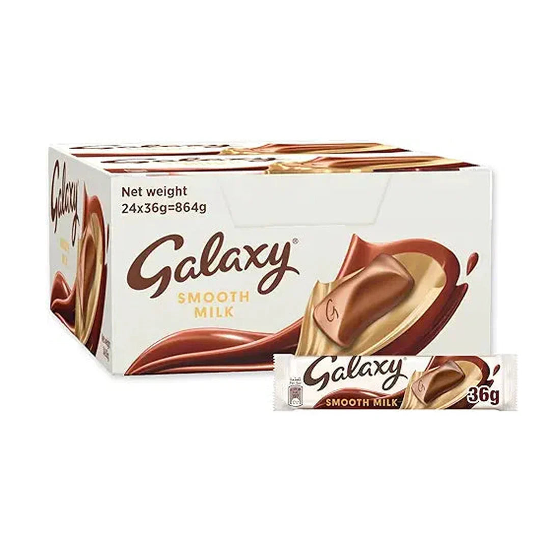 Galaxy Smooth Milk Chocolate Pack of 24 x 36g Share Moments of Chocolate Delight with Galaxy Smooth and Silky