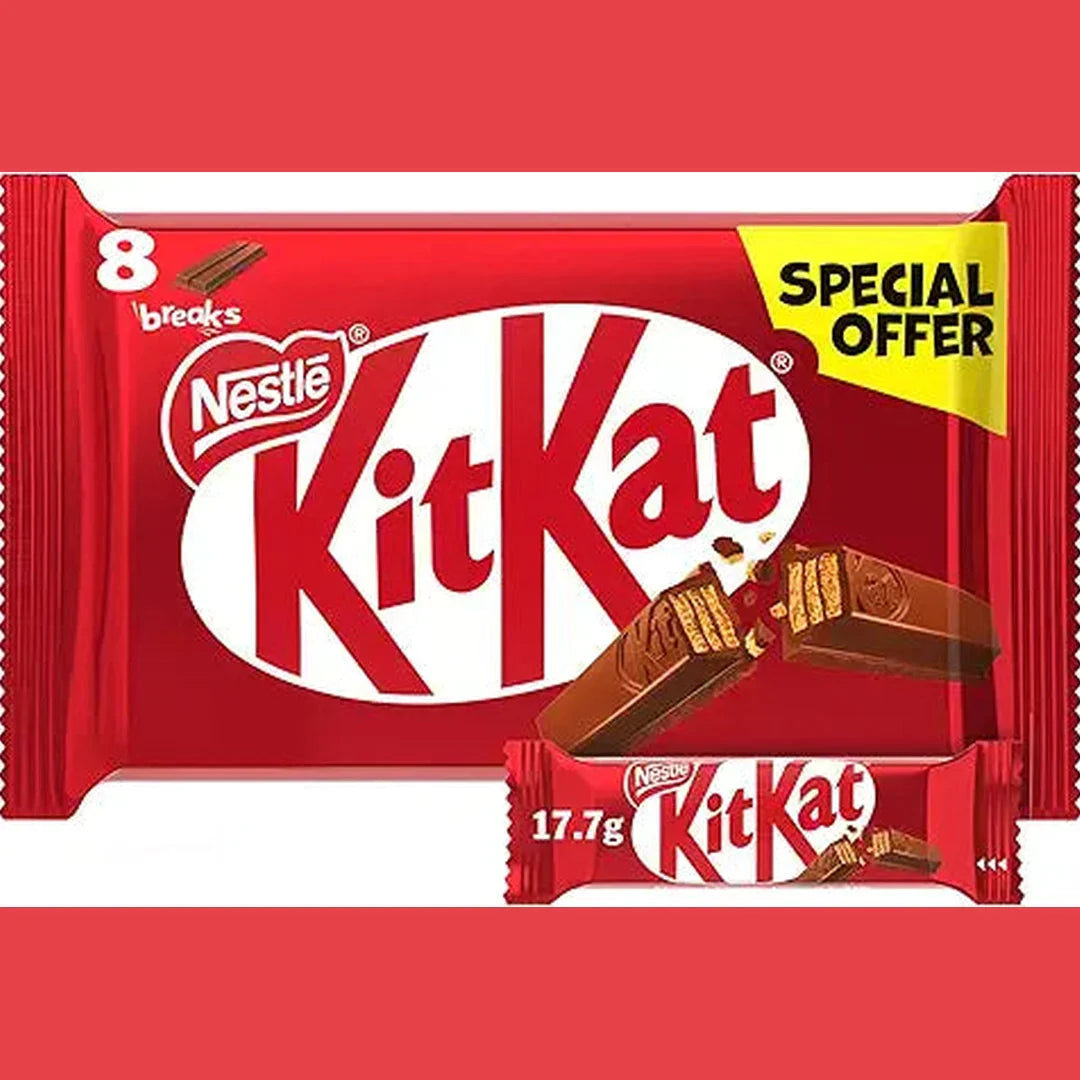 KitKat Nestle 2 Finger Milk Chocolate Wafer Bar 17.7g (8 Bars)