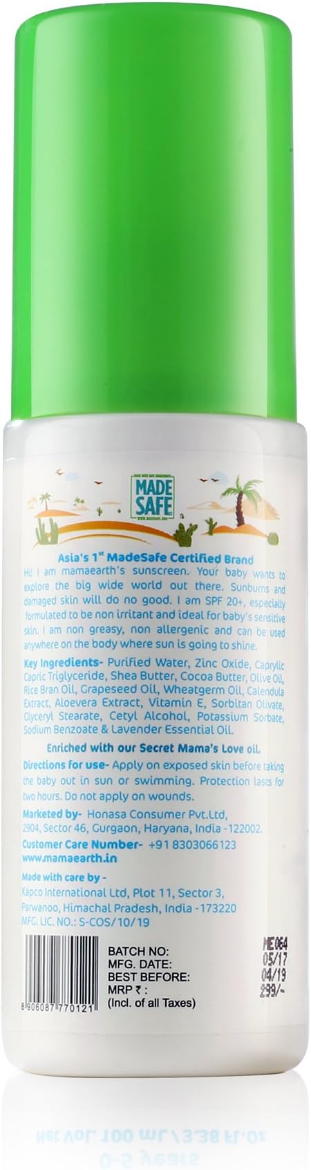Mamaearth Mineral-Based Baby Sunscreen SPF 20+ | With Zinc Oxide, Calendula, Shea & Cocoa Butter | Broad UV Protection for Sensitive Skin | Non-Greasy, Hypoallergenic, Toxin-Free | 100ml