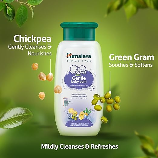 Himalaya No Tears Gentle Baby Bath, 200ml – Gently Cleanses & Soothes with Chickpea & Green Gram | Skin-Friendly pH, Mild Fragrance | Free from Alcohol, Parabens & Sulphates