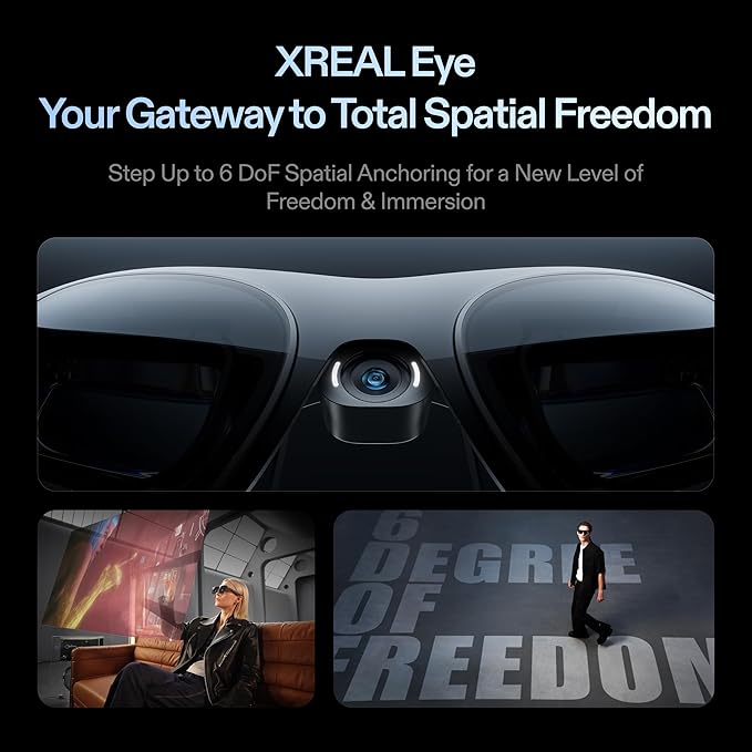 XREAL One Pro AR Glasses with X1 Chip, 3 DoF, 171" 57°FOV 120Hz, BOSE Audio, Sony OLED, 3 Mode Dimming, Compatible with PS5, Nintendo Switch 2, iPhone 16/15, Steam Deck, PC, Android & iOS - M Size
