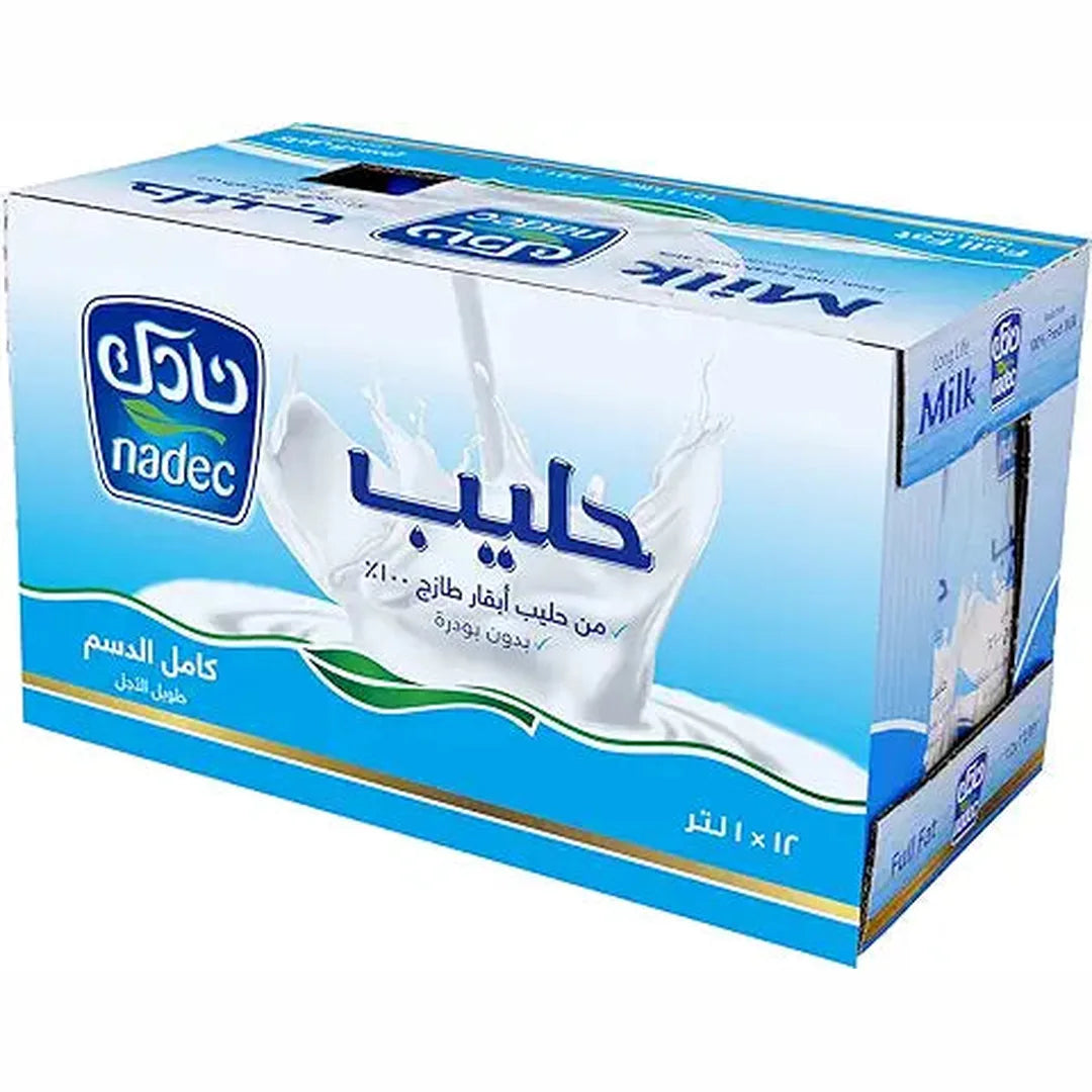Nadec Full Fat Long Life Milk, 12 x 1 Liter