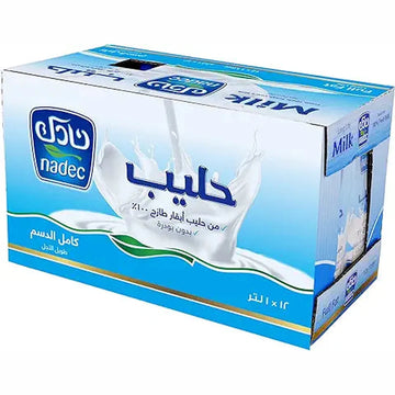 Nadec Full Fat Long Life Milk, 12 x 1 Liter