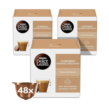 Nescafe Dolce Gusto Cortado, Espresso Macchiato, Coffee Capsules, 3 x Boxes, 48 Servings