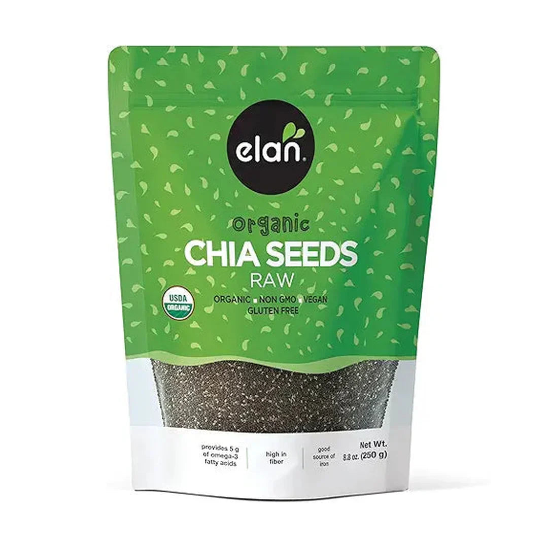 Elan Organic Chia Seeds, 8.8 oz, Natural Raw Black Chia Seeds, Plant-Based, Non-GMO, Vegan, Gluten-Free, Kosher, Gels Easily, Superfood