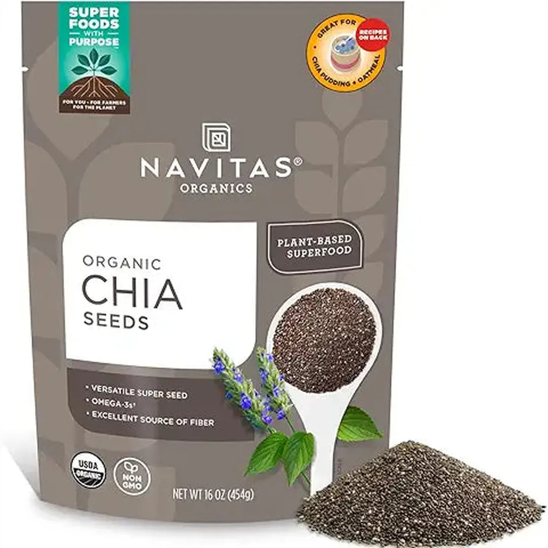 Navitas Organics Chia Seeds – For Chia Pudding, Smoothies, Baking, Salads & More – Omega 3, Fiber, Minerals - USDA Organic, Non GMO, Kosher, Gluten Free, Keto (8oz. Bag, 8 Servings)