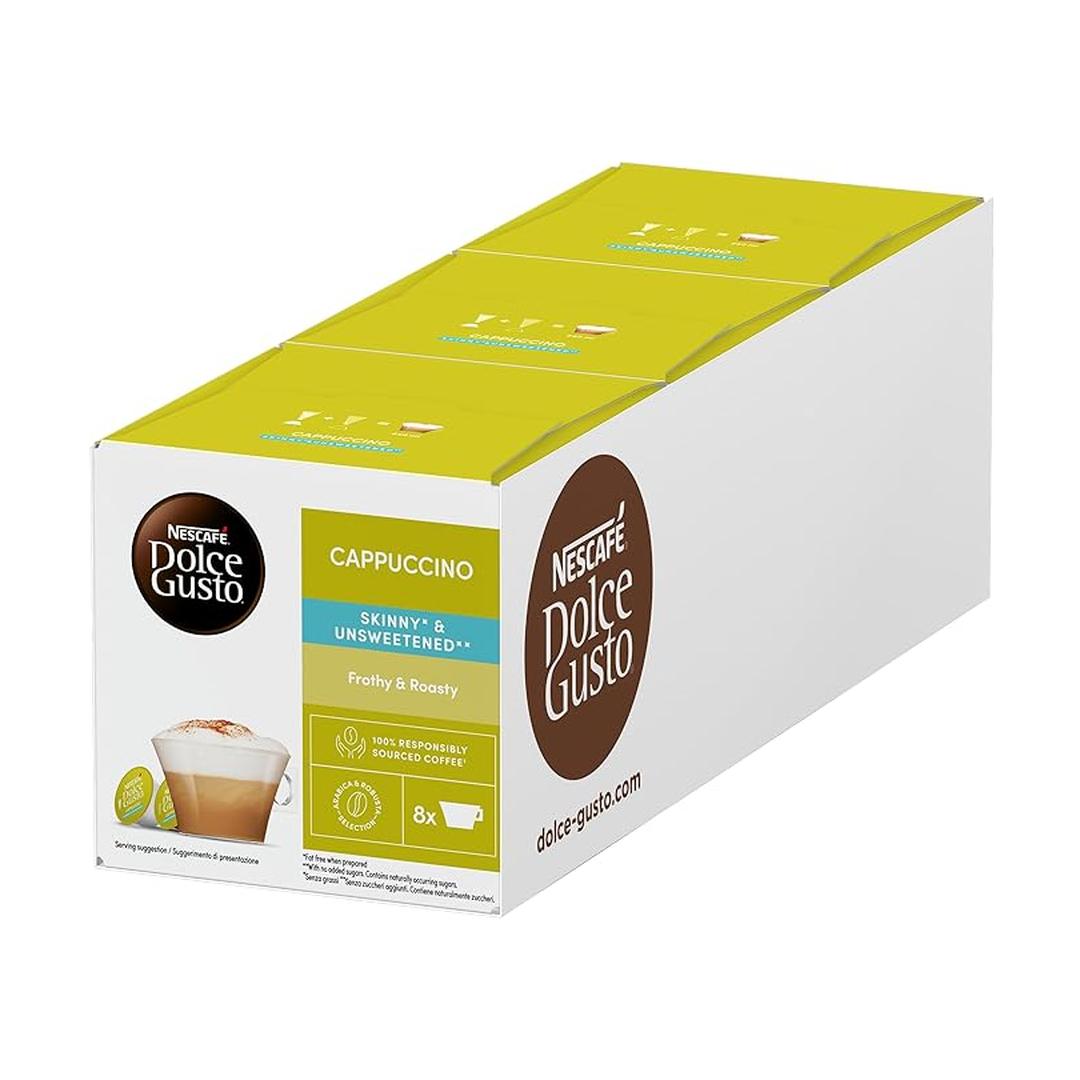 Nescafe Dolce Gusto Skinny Cappuccino Coffee Capsules, 3 x Boxes of 8+8, 24 Servings