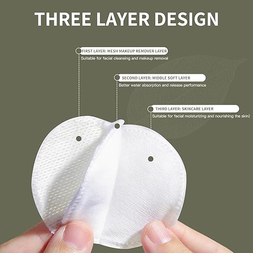 SKY-TOUCH 100% cotton makeup remover pads, 150 pieces of soft round cotton pads. Suitable for sensitive skin, gentle makeup removal, pure cotton round makeup remover pads, soft and durable, 5.8*5.8cm