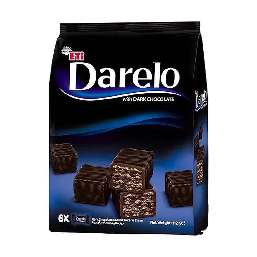 ETI Darelo Gourmet Mini Wafer With Dark Chocolate & Cream, Bag of 6 Mini Pcs, 112 G