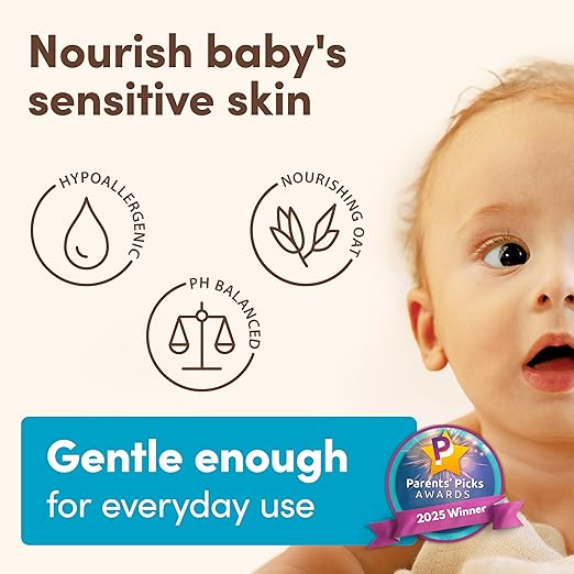 Aveeno Baby Daily Moisture Moisturizing Lotion for Delicate Skin with Natural Colloidal Oatmeal & Dimethicone, Hypoallergenic, Fragrance-, Phthalate- & Paraben-Free, 18 fl. oz (Package may vary)