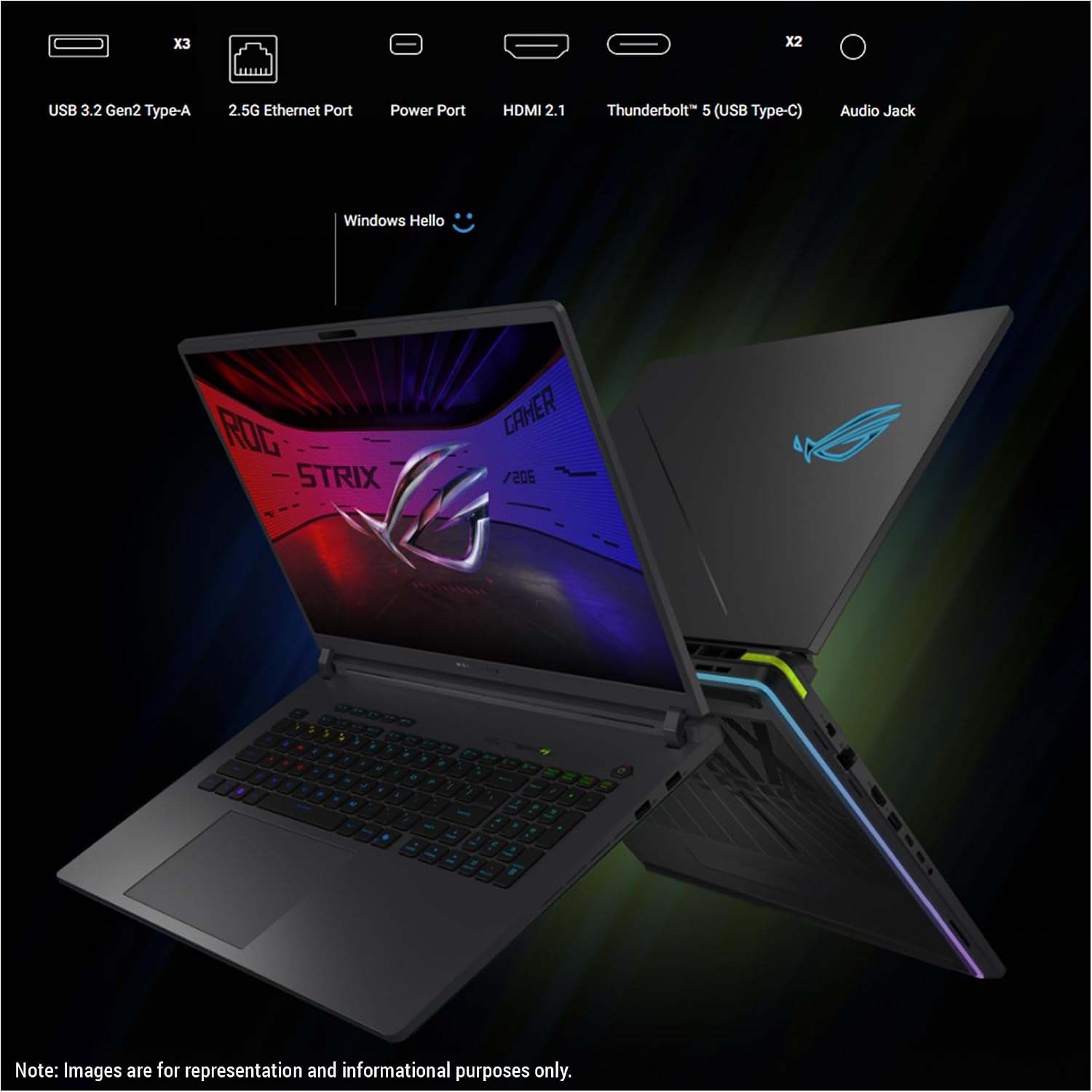 ASUS ROG Strix G18 Gaming Laptop, Intel Ultra 9-275HX, 32 GB DDR5 RAM, 4 TB PCIe SSD, 18" 2.5K (2560x1600) 240Hz Nebula Display, N-vidia G-Force RTX 5070Ti, 4-Zone RGB Keyboard, W11 Pro, Eclipse Gray
