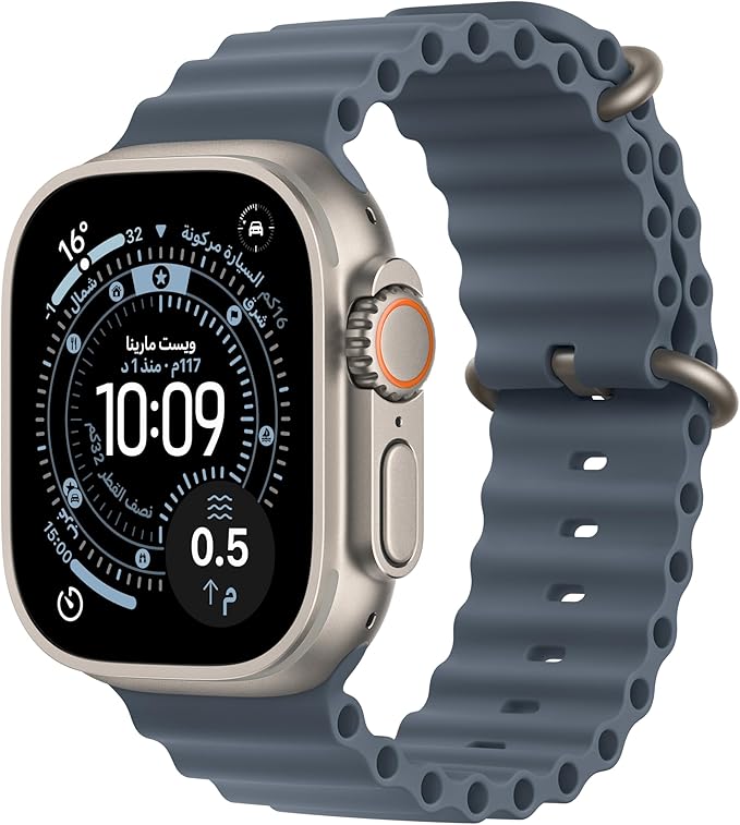 Apple Watch Ultra 3 GPS + Cellular 49mm Premium Running and Multisport Smartwatch with Rugged Black Titanium Case with Black Ocean Band. Advanced Health and Fitness Tracking