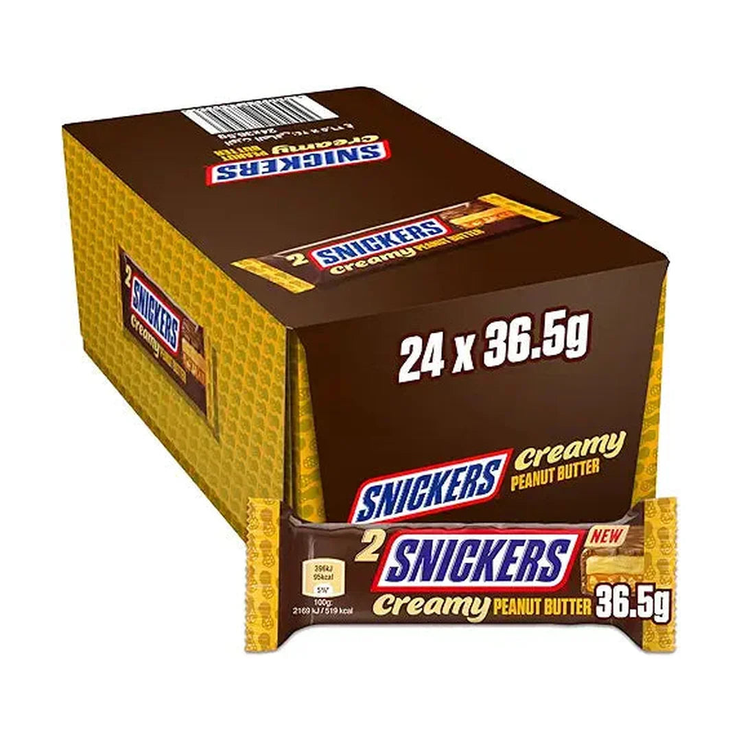 Snickers Creamy Peanut Butter Chocolate Bar, 24 x 36.5 g