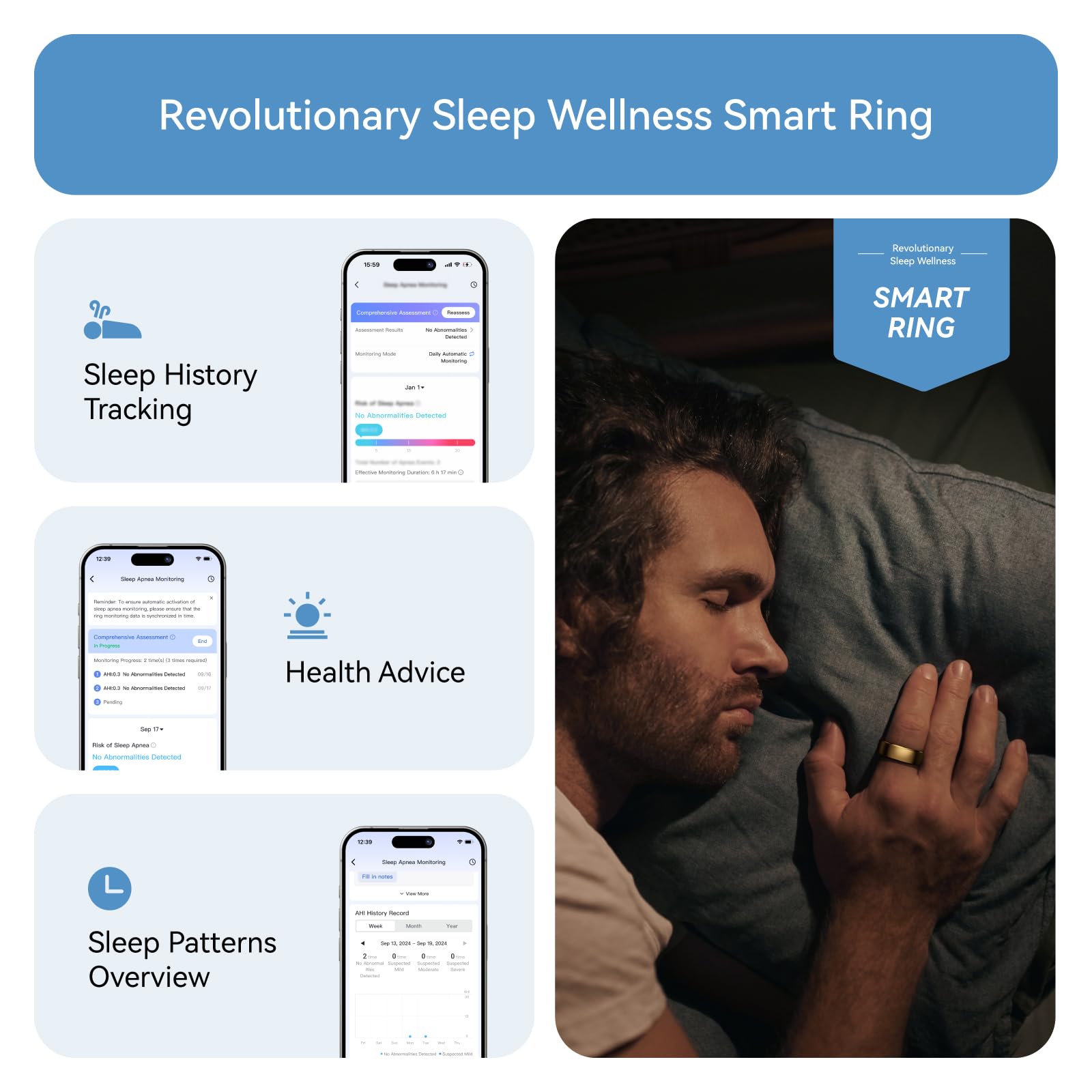 RingConn Gen 2, World’s First Smart Ring with Sleep Apnea Monitoring, No APP Subscription, 12-Day Battery Life, Stress/Heart Rate/Women's Health Tracker, Android & iOS Compatible (Black, Size 6)