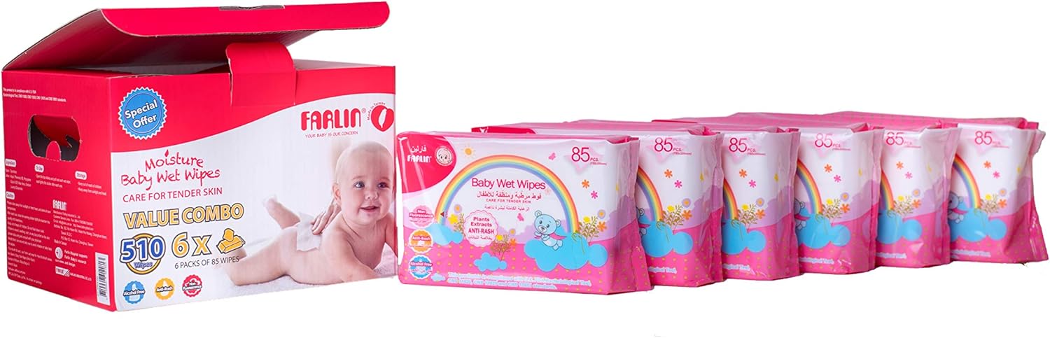 Farlin Anti-rash, 510 Wet Wipes (6 Packs*85)