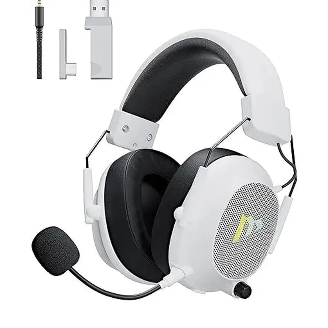 Mytrix 2.4G Wireless Gaming Headset with RGB LED Light for PC/PS5/PS4/Mac/Switch, 2.4GHz / Bluetooth / 3.5mm Gaming Headphones with Noise Cancelling Detachable Mic,Over-Ear,Surround Sound