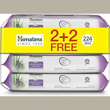 Himalaya Soothing & Protecting Baby Wipes | 48 wipes X 4 packs (192 Wipes) | Moisturise & Protects Baby Skin from Nappy Rash | Enriched with Goodness of Aloe Vera & Lavender | Alcohol & Paraben Free