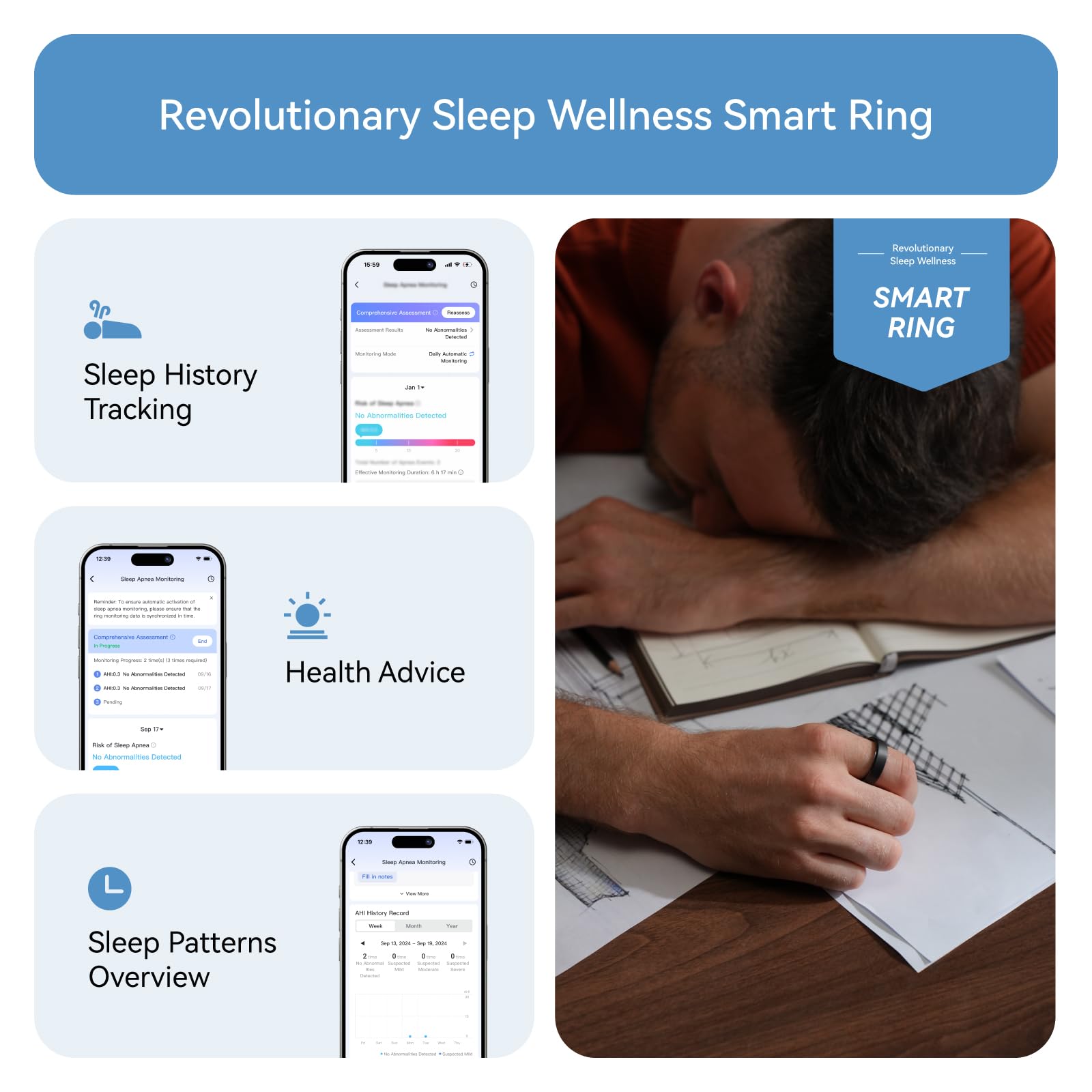 RingConn Gen 2, World’s First Smart Ring with Sleep Apnea Monitoring, No APP Subscription, 12-Day Battery Life, Stress/Heart Rate/Women's Health Tracker, Android & iOS Compatible (Black, Size 6)