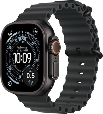 Apple Watch Ultra 3 GPS + Cellular 49mm Premium Running and Multisport Smartwatch with Rugged Black Titanium Case with Black Ocean Band. Advanced Health and Fitness Tracking