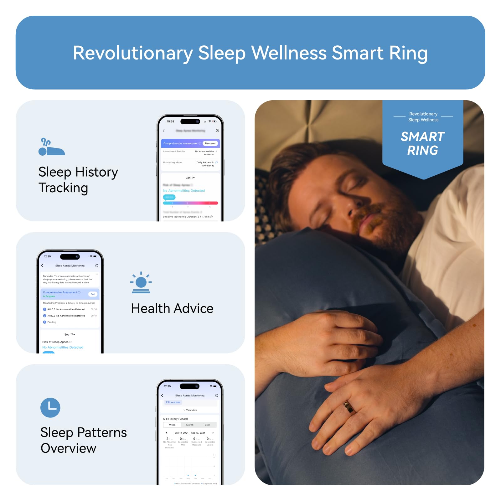 RingConn Gen 2, World’s First Smart Ring with Sleep Apnea Monitoring, No APP Subscription, 12-Day Battery Life, Stress/Heart Rate/Women's Health Tracker, Android & iOS Compatible (Black, Size 6)
