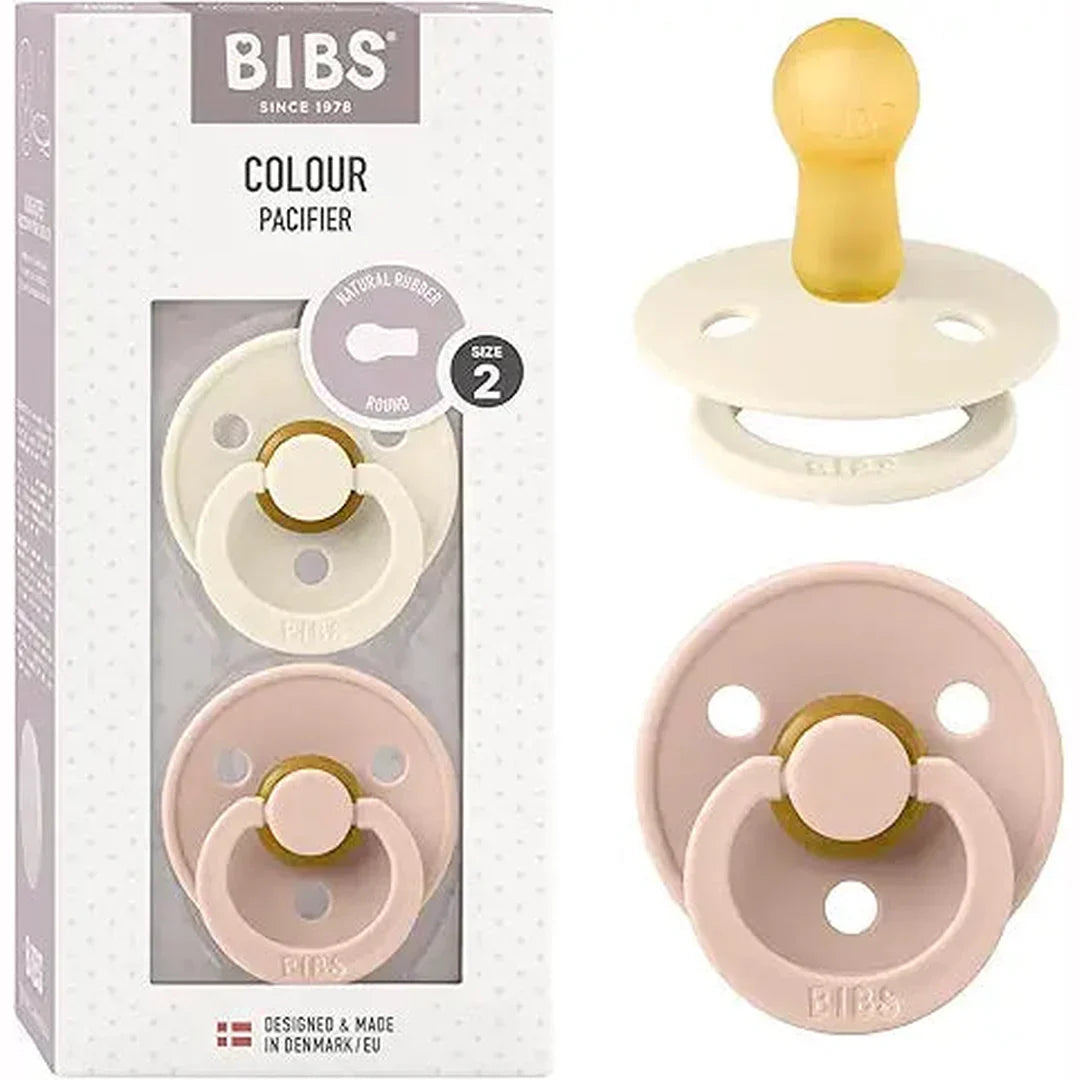 BIBS Pacifier Colour 2 Pack Latex Size 2 Ivory Blush
