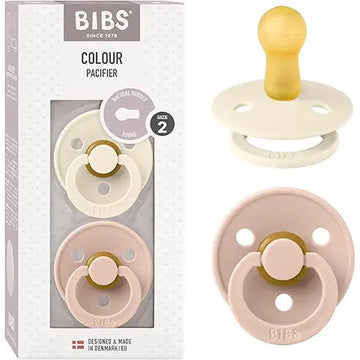 BIBS Pacifier Colour 2 Pack Latex Size 2 Ivory Blush