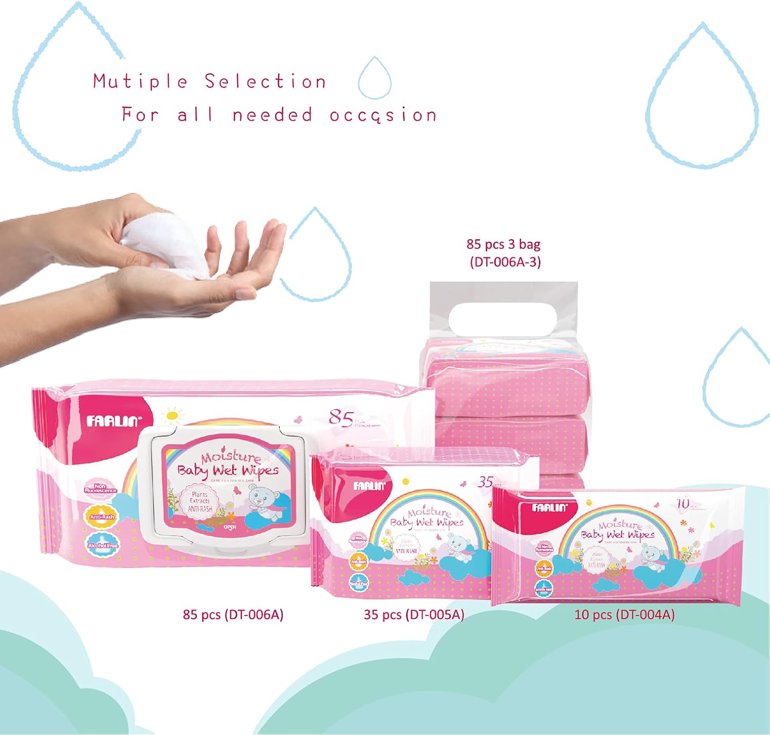 Farlin Anti-rash, 510 Wet Wipes (6 Packs*85)