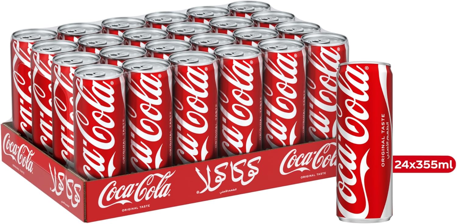 Original Taste, Pack of 24x355ml Can, Crisp Coke Soft Drinks, Serve Cola Drinks Ice Cold for Maximum Refreshment, Pack may vary