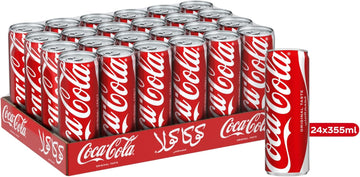 Original Taste, Pack of 24x355ml Can, Crisp Coke Soft Drinks, Serve Cola Drinks Ice Cold for Maximum Refreshment, Pack may vary