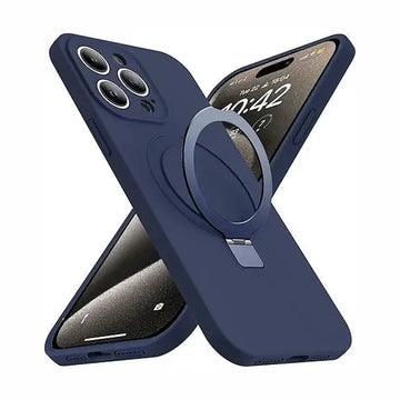 Eligo for iPhone 15 Pro Case, Compatible with MagSafe, with Magnetic Invisible Stand,【Shockproof Military-Grade Protection】Silicone Phone Cover with Kickstand for Apple 15 Pro (Navy Blue)